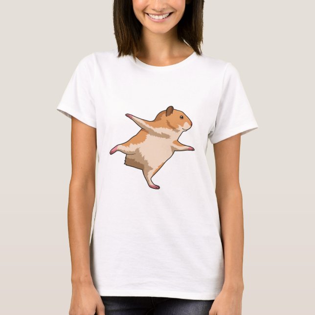 Hamster vid Yoga Stretching Ben T Shirt (Framsida)