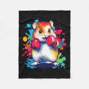 Hamster Wearing Boxing Handskar för färgkonst Fleecefilt