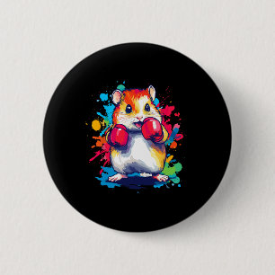 Hamster Wearing Boxing Handskar för färgkonst Knapp