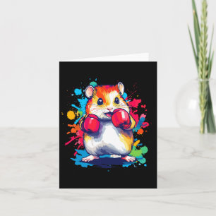 Hamster Wearing Boxing Handskar för färgkonst Kort