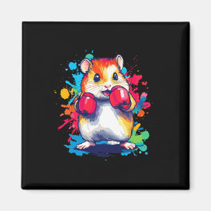 Hamster Wearing Boxing Handskar för färgkonst Magnet