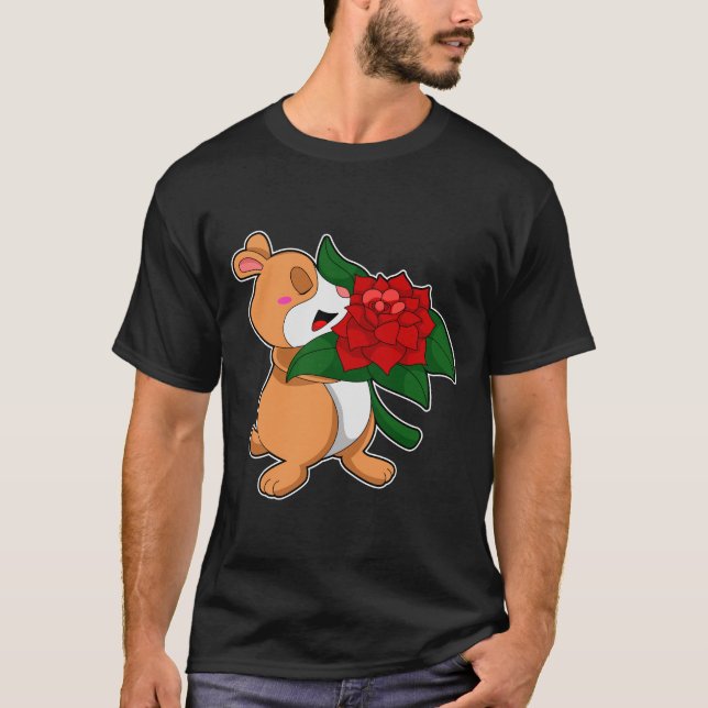 Hamster with Flower Rose T Shirt (Framsida)
