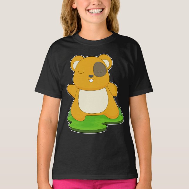 Hamster Yoga Fitness Gymnastics T Shirt (Framsida)