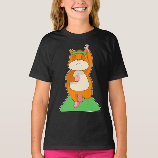 Hamster Yoga Fitness Sports T Shirt (Framsida)