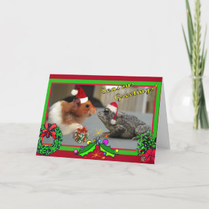 Hamsteren och paddan firar jul helgkort