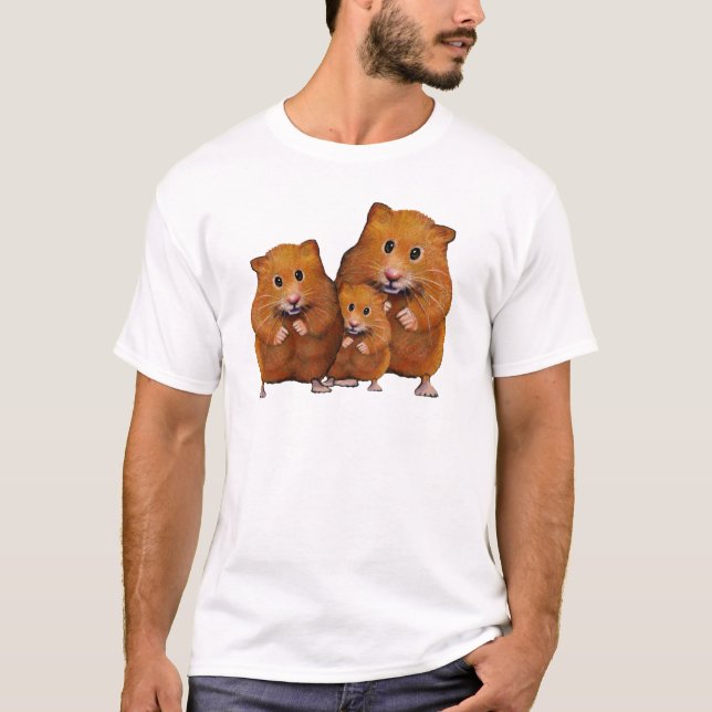 Hamsterfamilj av tre: Gulligt: Färg ritar T Shirt (Framsida)