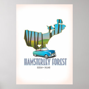 Hamsterley Forest Durham England karta Poster