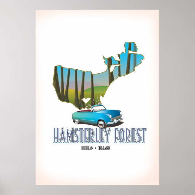 Hamsterley Forest Durham England karta Poster (Framsidan)