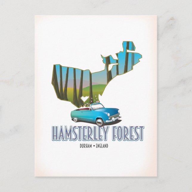 Hamsterley Forest Durham England karta Vykort (Framsida)