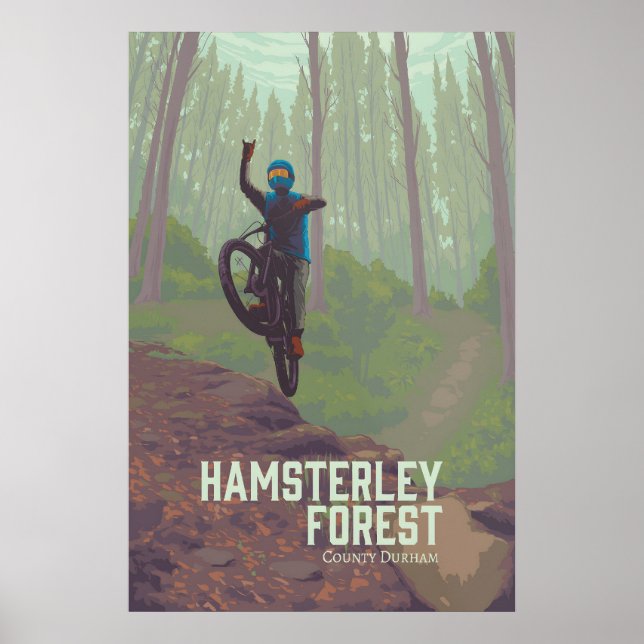 Hamsterley Forest Mountainbike Reseskylt Poster (Framsidan)