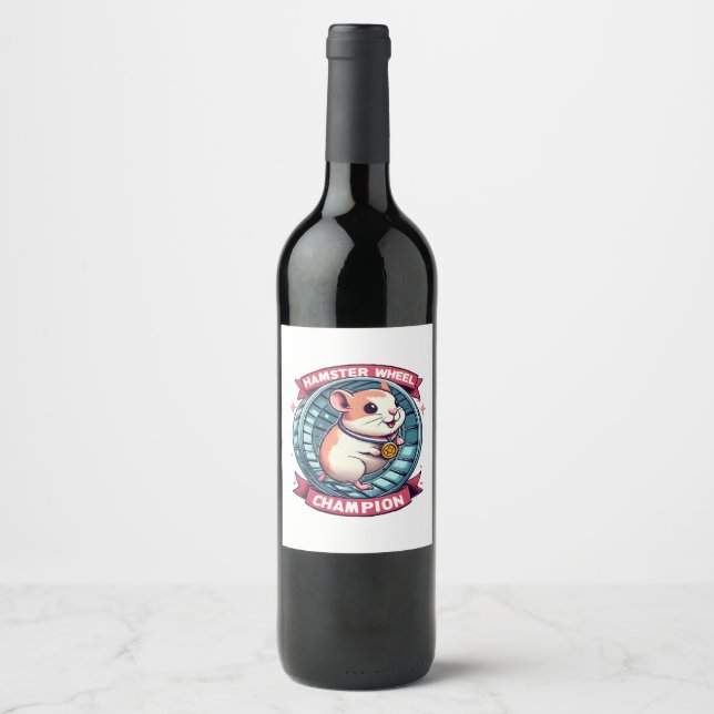 Hamsterrullmästare Vinflaska Etikett (Framsida)