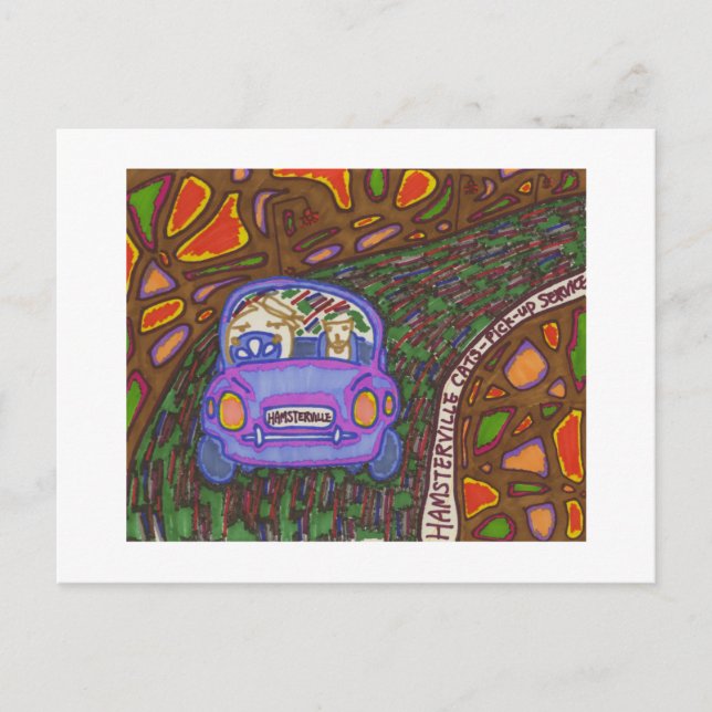 Hamsterserie-hamsterville katter-plocka-up-tjänst vykort (Framsida)