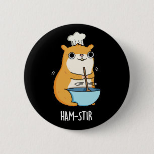 Hamstir Funny Chef Hamster Pun Mörk BG Knapp