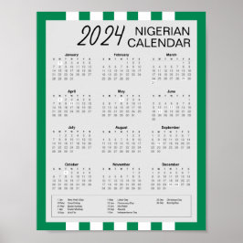 Hämta 2024 Nigerias kalender $5,95 PDF Poster