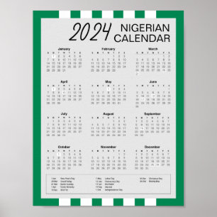 Hämta 2024 Nigerias kalender $5,95 PDF Poster