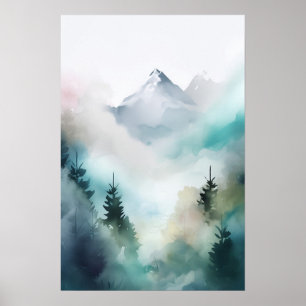 Hämta Abstrakt av serverfärgskonst i Serene Mounta Poster