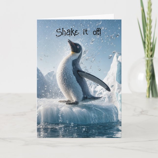 Hämta äldre penguin på is kort (Framsida)