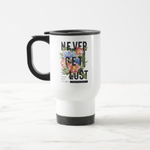 Hämta aldrig Borttappad Blommigt Slogan Resemugg