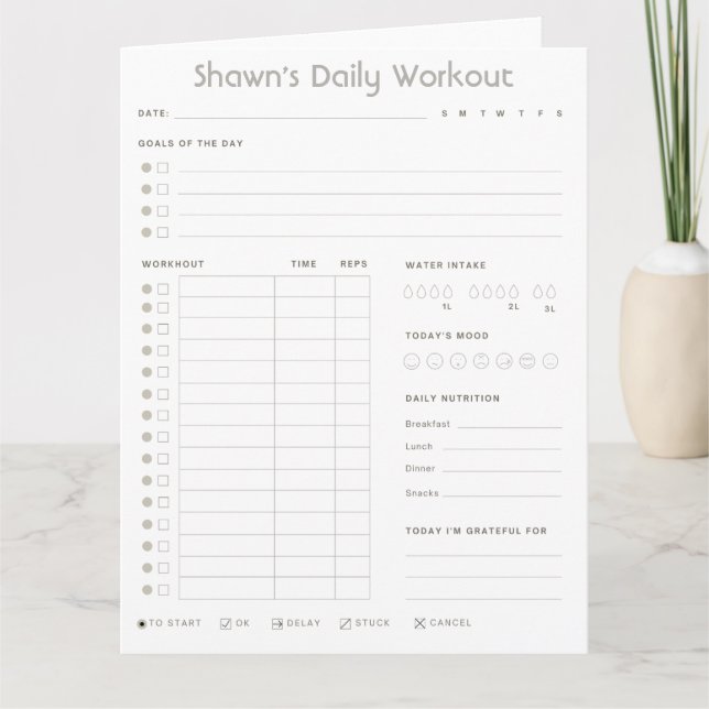 Hämta anpassade Daily Workout Plananner Kort (Framsida)