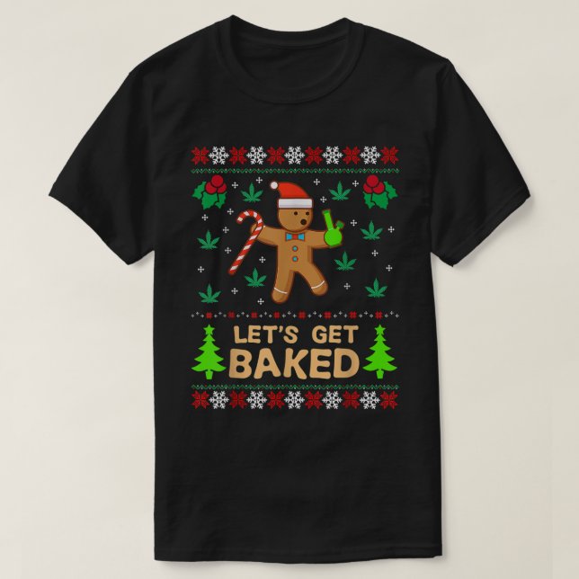 Hämta bakad Cookie Ogräs Julafton Ugly jul T Shirt (Design framsida)
