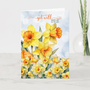 Hämta bra Daffodil Garden med Blå himmel Bokeh Kort