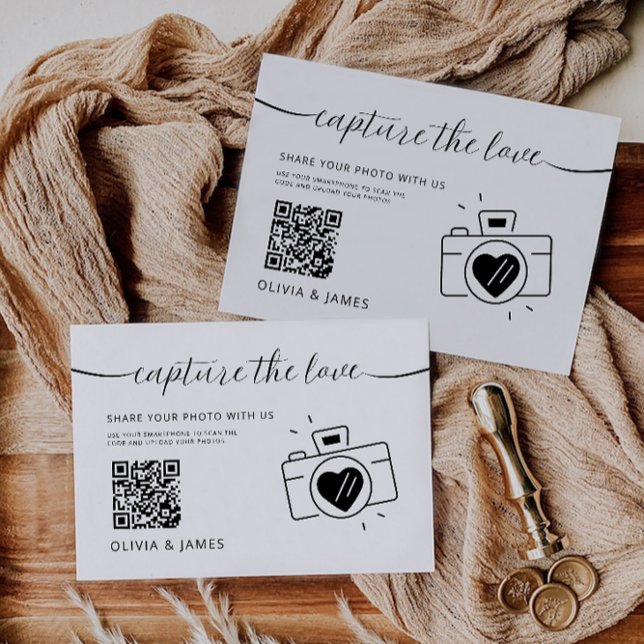 Hämta Bröllop-kortet för QR-koden i Kärlek, minima (Capture The Love QR Code Wedding Card, Minimalist)