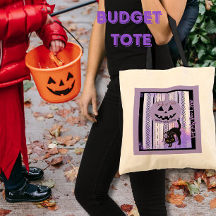 Hämta Candy Rolling Lila Halloween Cat Bag Tygkasse