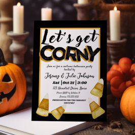 Hämta Corny Funny Halloween Costume Party Black Inbjudningar