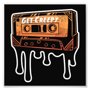 Hämta Creepy Cassette-drivande Tape Halloween Musi Fototryck