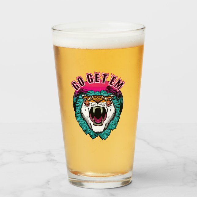 Hämta dem - Tiger Ansikte-grafikdesign Glaskopp (Framsida fylld)