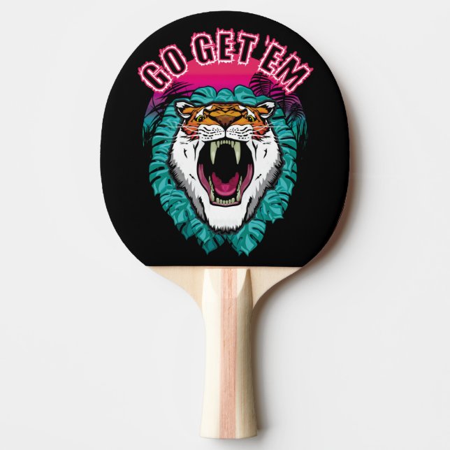 Hämta dem - Tiger Ansikte-grafikdesign Pingisracket (Framsidan)