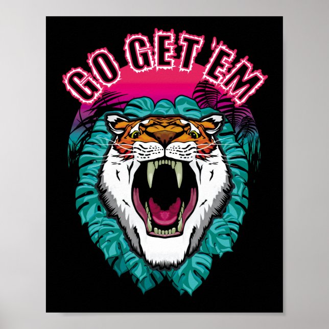 Hämta dem - Tiger Ansikte-grafikdesign Poster (Framsidan)