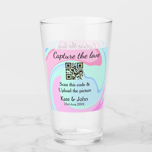 Hämta den rosa blå blandningen av QR-avsökningsmar Glaskopp (Framsida)