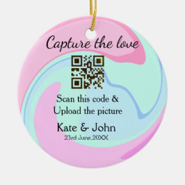 Hämta den rosa blå blandningen av QR-avsökningsmar Julgransprydnad Keramik