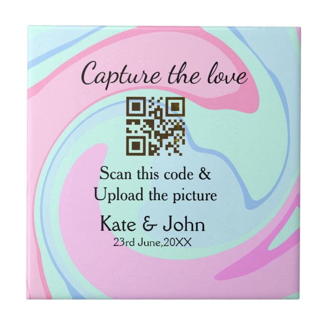 Hämta den rosa blå blandningen av QR-avsökningsmar Kakelplatta (Framsidan)