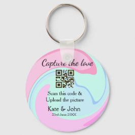 Hämta den rosa blå blandningen av QR-avsökningsmar Nyckelring