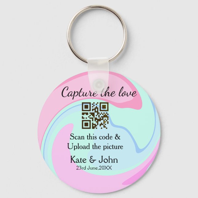 Hämta den rosa blå blandningen av QR-avsökningsmar Nyckelring (Framsida)