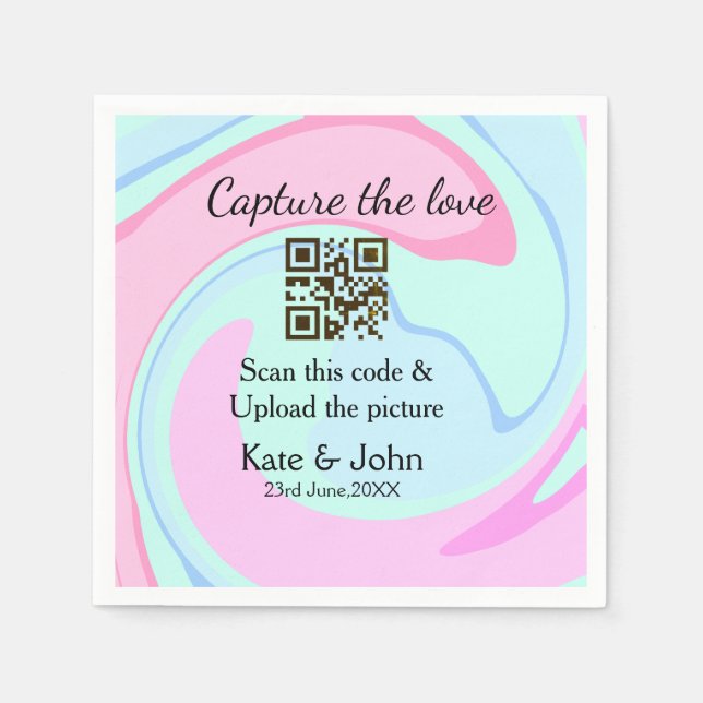 Hämta den rosa blå blandningen av QR-avsökningsmar Pappersservett (Framsidan)