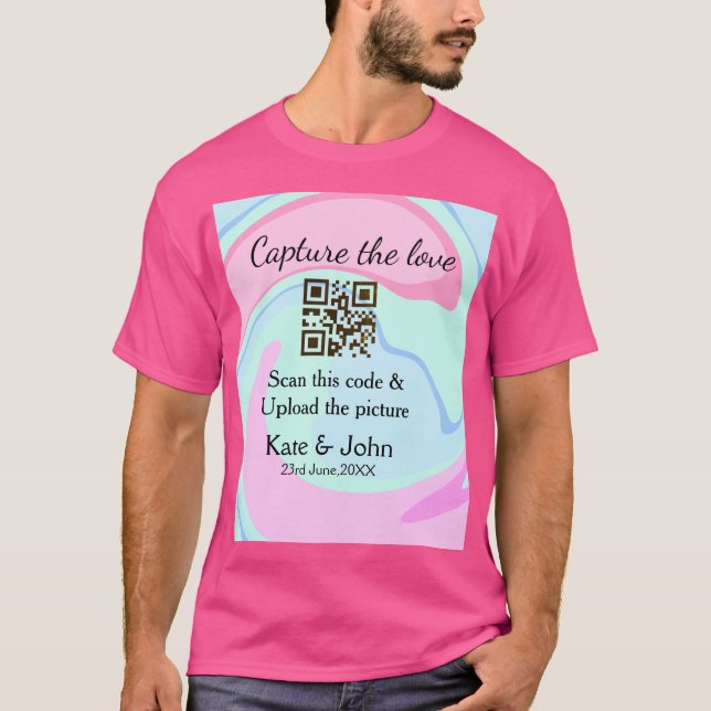 Hämta den rosa blå blandningen av QR-avsökningsmar T Shirt (Framsida)