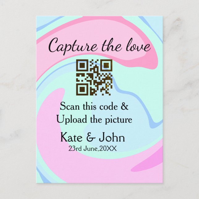 Hämta den rosa blå blandningen av QR-avsökningsmar Vykort (Framsida)