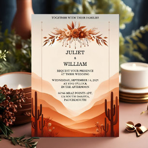 Hämta Desert Rustic Boho Autumn Ombre Brown Bröllo Inbjudningar