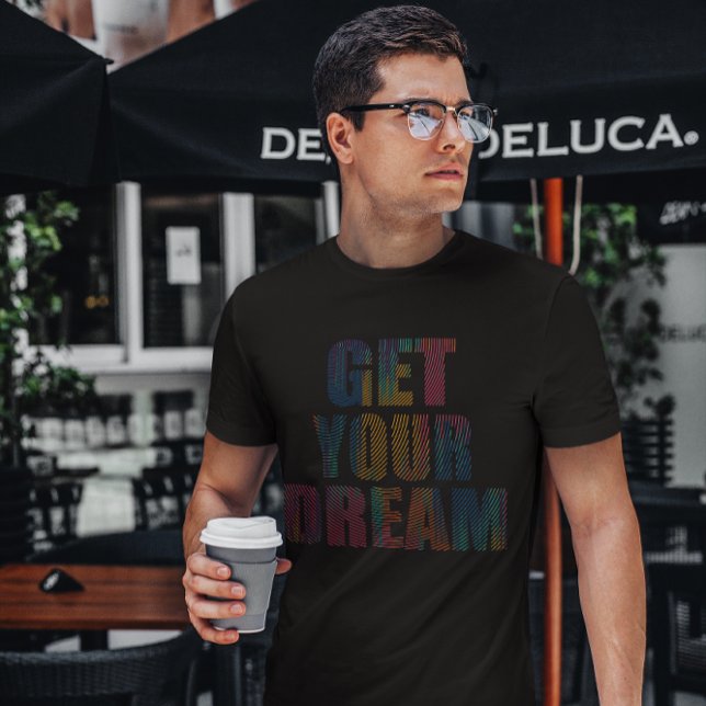Hämta din Dream-offert, färgstark Finger-utskrift T Shirt (Get Your Dream Motivational Quote, Colorful finger Print Design)