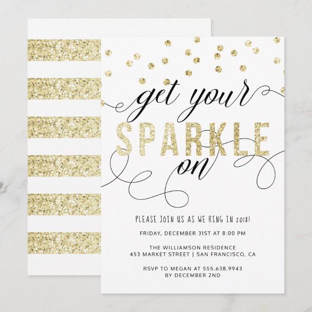 Hämta din Gnistra på nyårsinbjudan Inbjudningar (Fram/baksida)