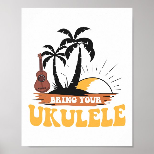 Hämta din Ukulele Player Hawaiian Beach Musician Poster (Framsidan)