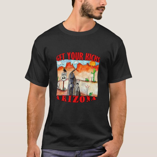 Hämta dina Kicks Arizona Route 66 Donkey T Shirt (Framsida)