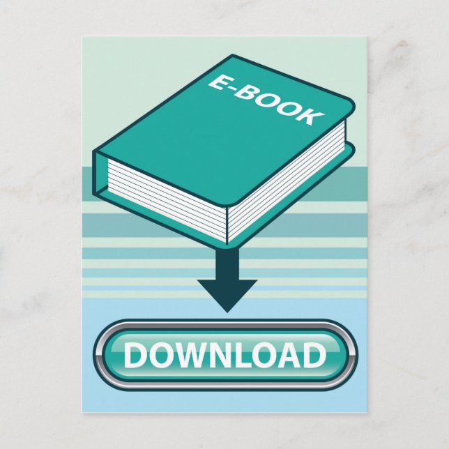 Hämta Ebook-knapp med Bok-ikon Vykort (Framsida)