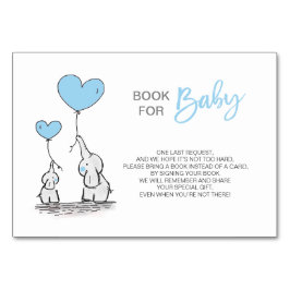 Hämta en Bok - Elephant Blue BOY Baby Shower Bordsnummer