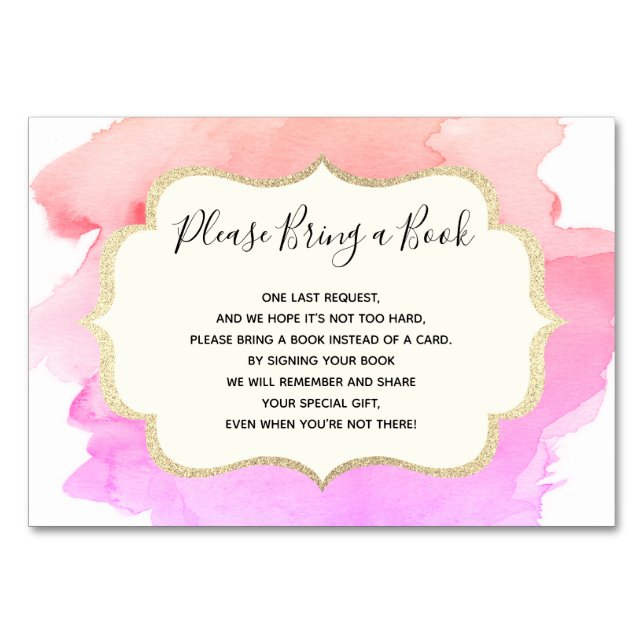 Hämta en Bok - Rosa, GIRL Baby Shower Bordsnummer (Framsidan)