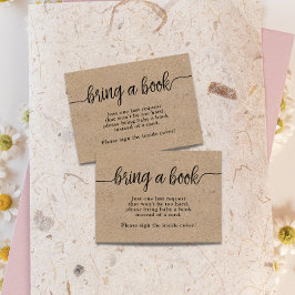Hämta en Bok, Rustic Kraft Calligraphy Baby Shower Tilläggskort