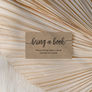 Hämta en Bok, Rustic Kraft Calligraphy Baby Shower Tilläggskort
